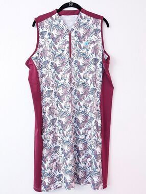 Coolibar Golf Dress | White/Black Perfect Peony Backspin - AthlonTM Fabric